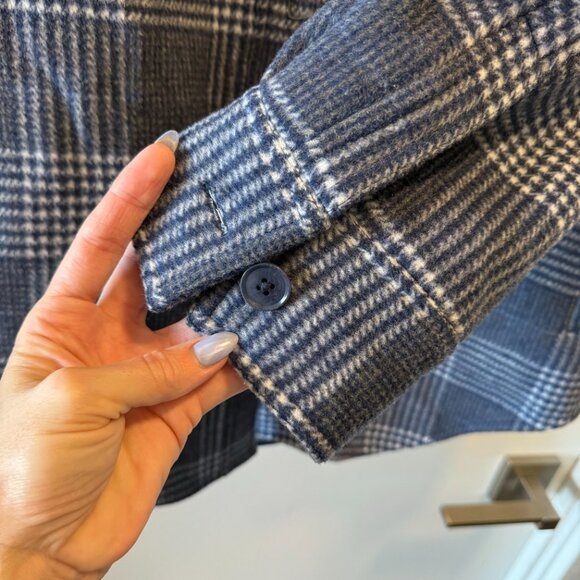 Reformation Giles Plaid Wool Shirt Jacket / Blue / M - Picture 10 of 16